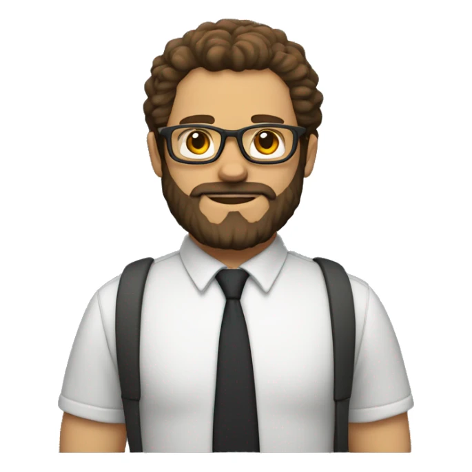 Teacher with glasses, beard, fluffy har and brown hair sticker