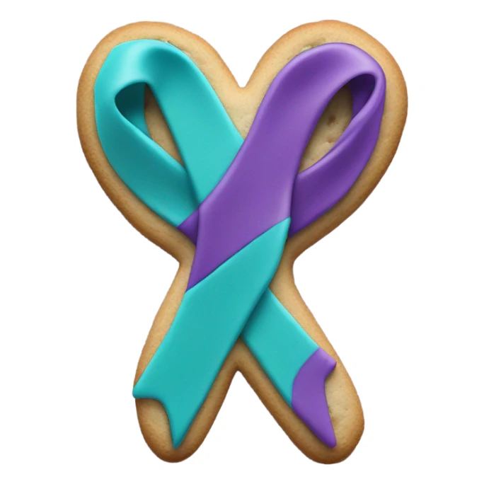Purple teal Suicide awareness ribbon, heart cookie sticker