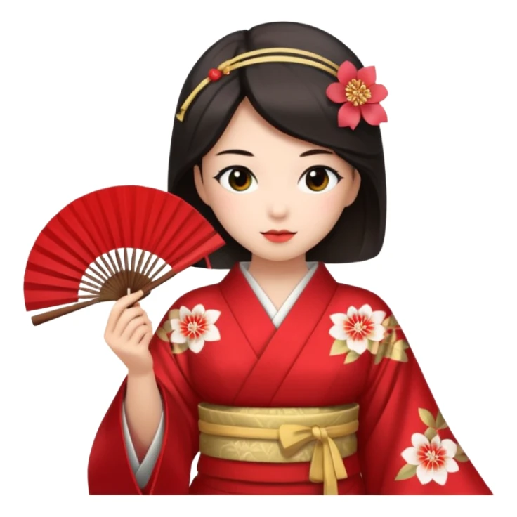 Kimono princess, red kimono with fan sticker