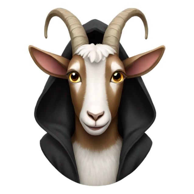 Goat with horns wearing a black hoodie sticker