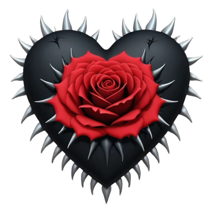 goth themed heart with a black rose sticker