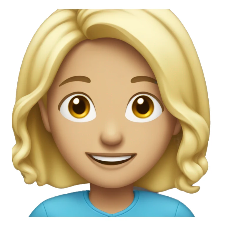 Smiling Women with blond hair and blue sticker