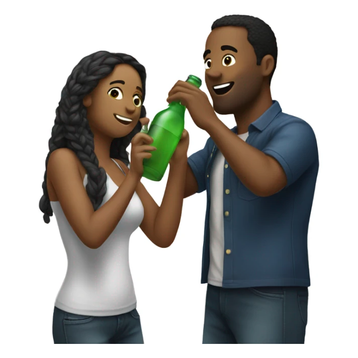 A man and a woman drinking a bottle while partying  sticker