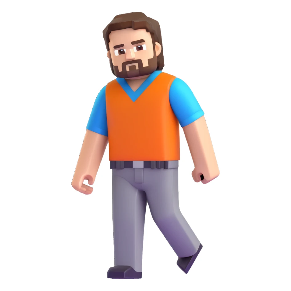 Minecraft character of Jack Black wearing a blue shirt sticker