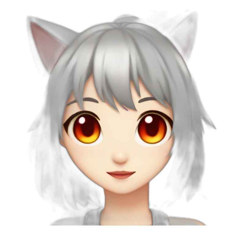 anime cat girl with red eyes love sticker