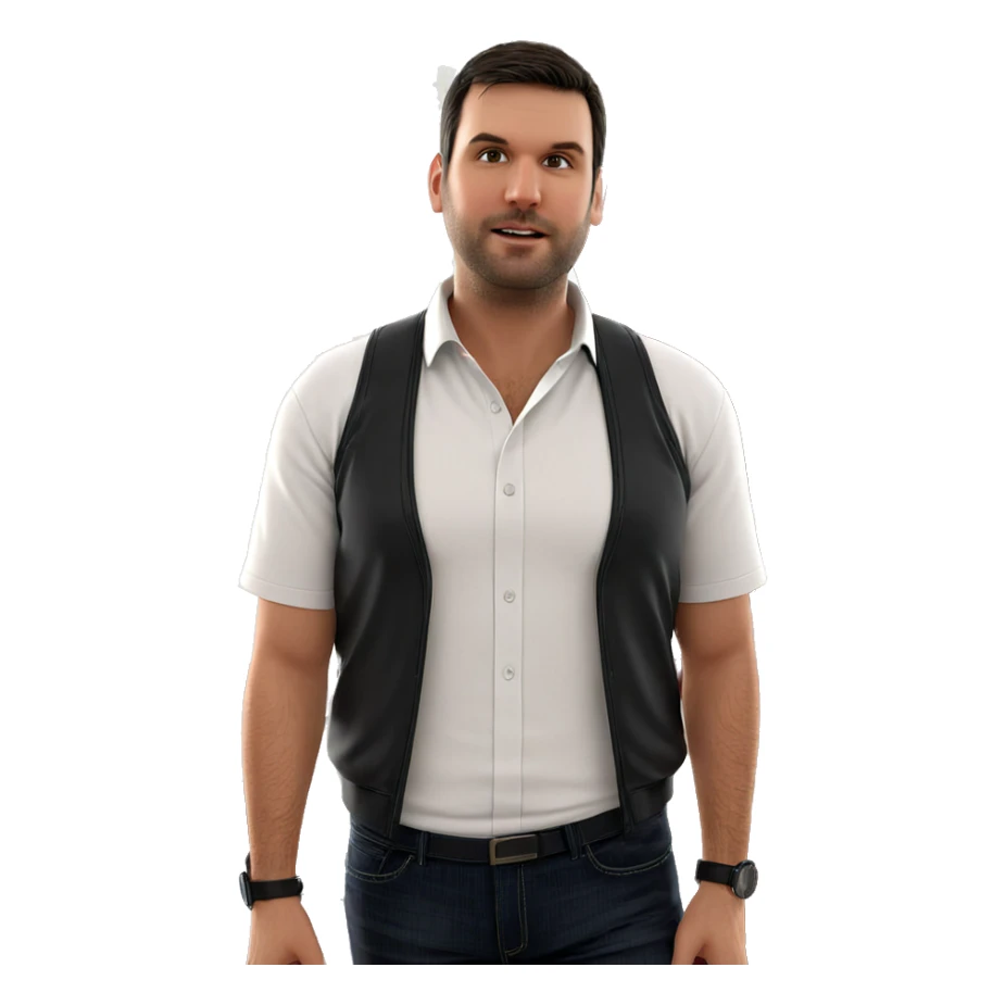male in white shirt indoors sticker