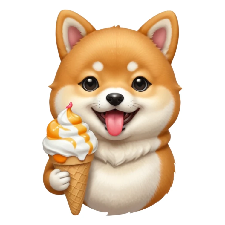 The baby shiba dog with icecream sticker