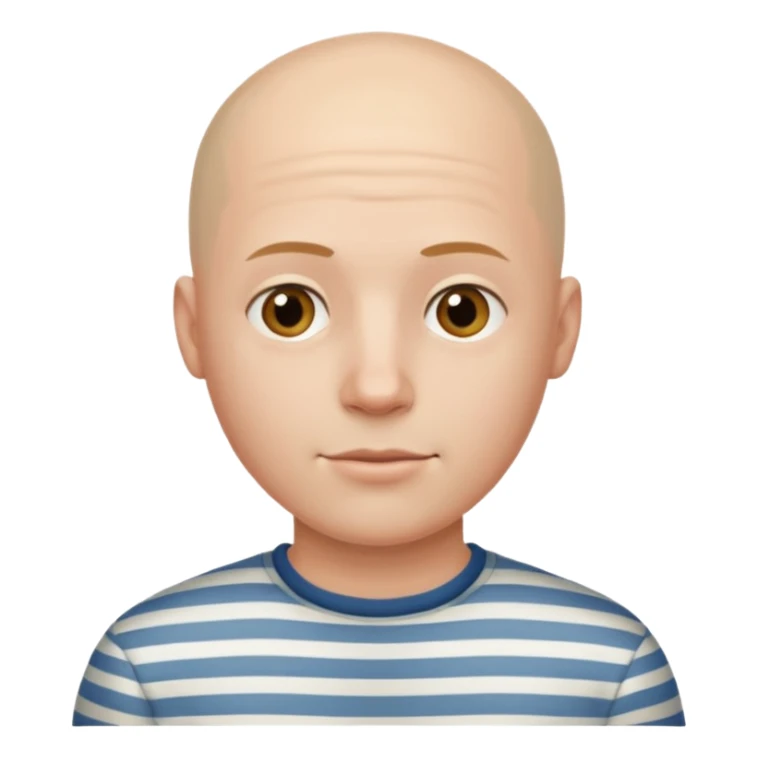 bald young man with striped shirt sticker