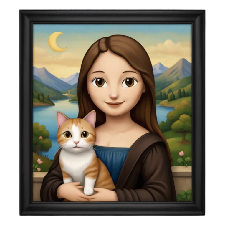 frame, painting, Mona Lisa, with cat sticker