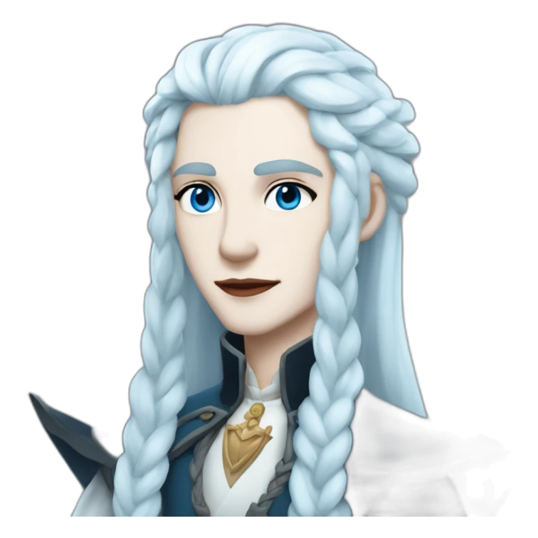 pale androgynous royal vampire with long white hair in a braid over his shoulder and light blue eyes sticker