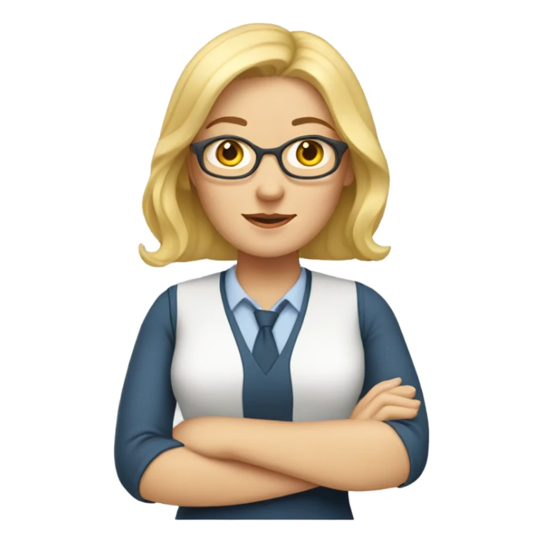 apple style emoji, with blond white woman as teacher sticker