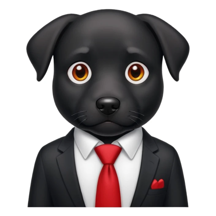 black dog with red tie,white shirt sticker