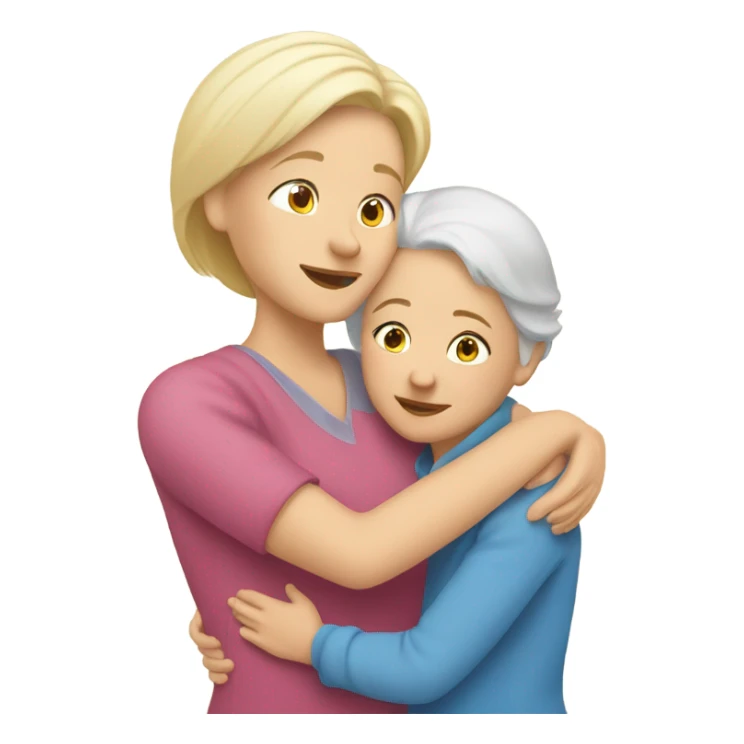 grandmother hugging her blond granddaughter  sticker