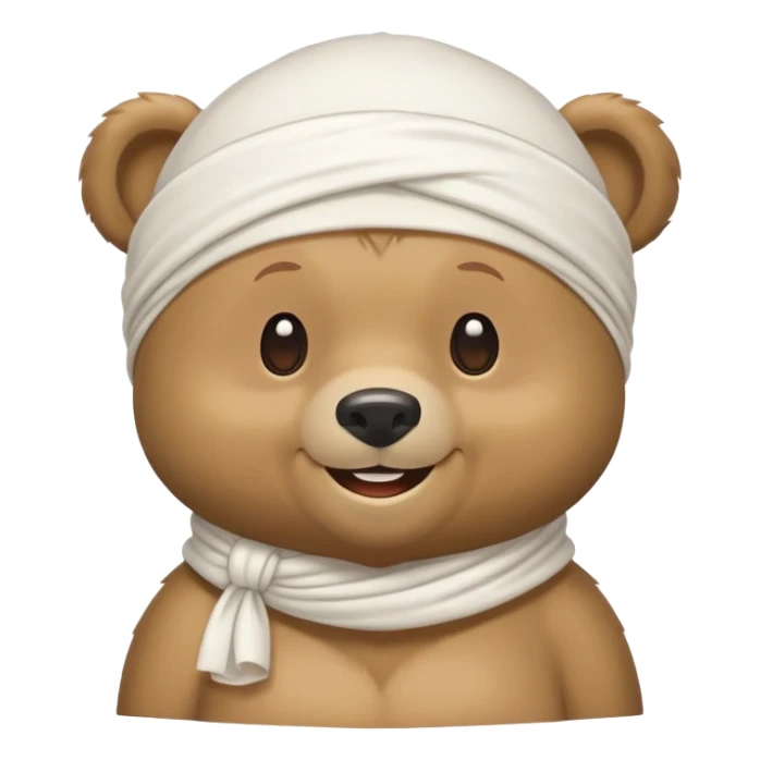 Cartoon bear with a white durag tied around its head sticker