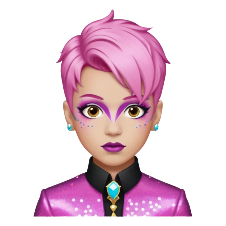 pink hair drag king fabulous makeup with glitter sticker