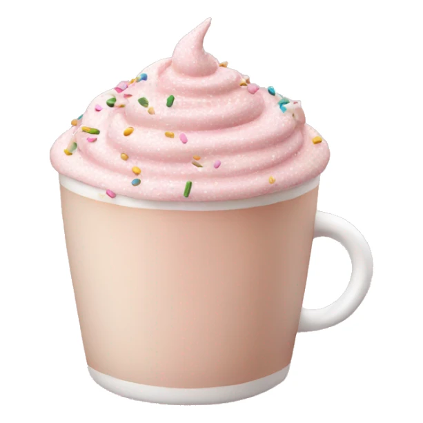 Light pink latte with sprinkles tied with a bow sticker
