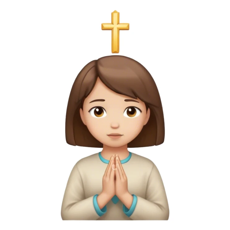 Girl with short brown hair praying sticker