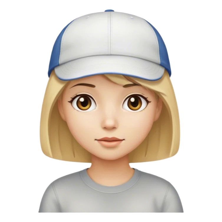 A girl with a bob cut blonde hair wearing cap sticker