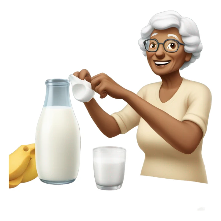 Grandma giving natural milk to neighbors  sticker