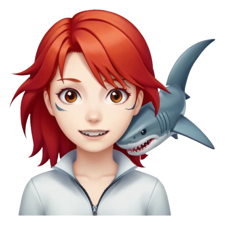 red hair anime girl shark teeth sticker