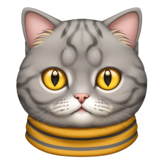 A grey striped Scotch fold with folded ears, a cute cat sticker