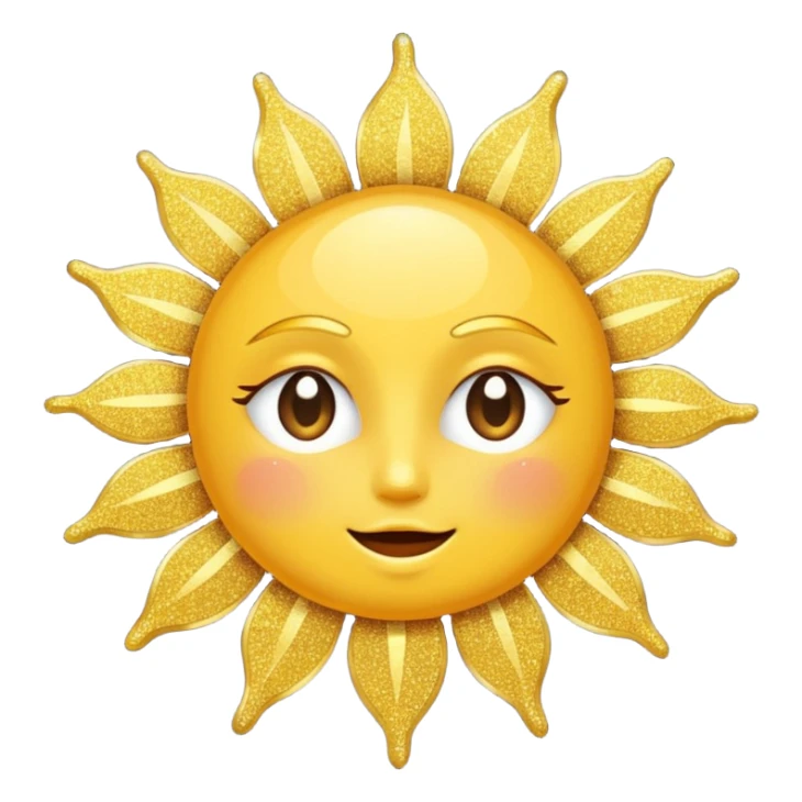 sun in 2d golden glitter in colour sticker