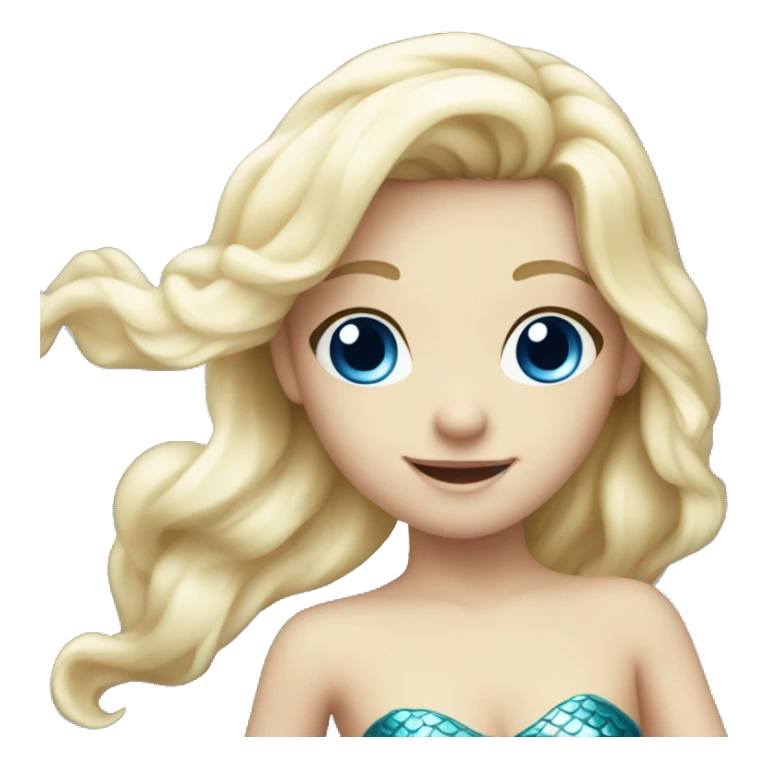 very young white blonde mermaid with blue eyes dancing sticker