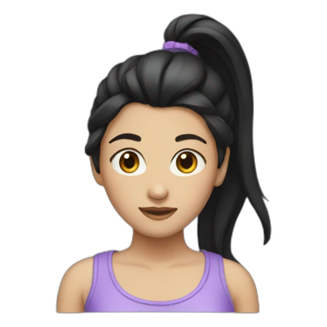 girl with black hair in a ponytail sticker