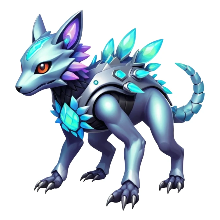  exotic tropical iridescent cyber-Protogen-Fakémon-Pokémon-Vernid-creature sticker