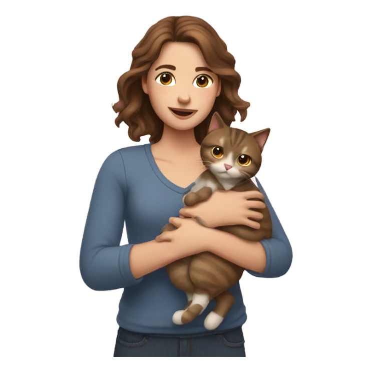 Girl with brown hair holding 2 cats sticker
