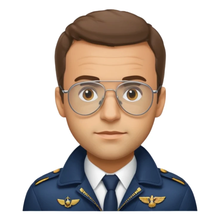 Emanuel macron avec des lunettes de pilot d’avion sticker