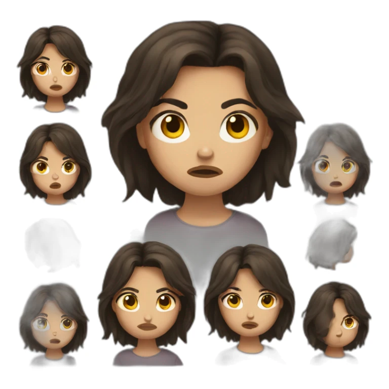 brunet girl with medium hair angry sticker