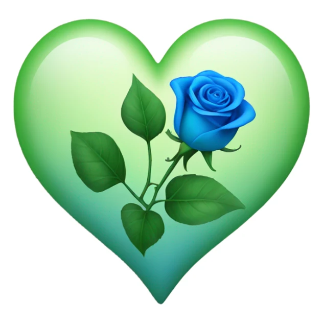 A heart with a blue and green rose through it sticker