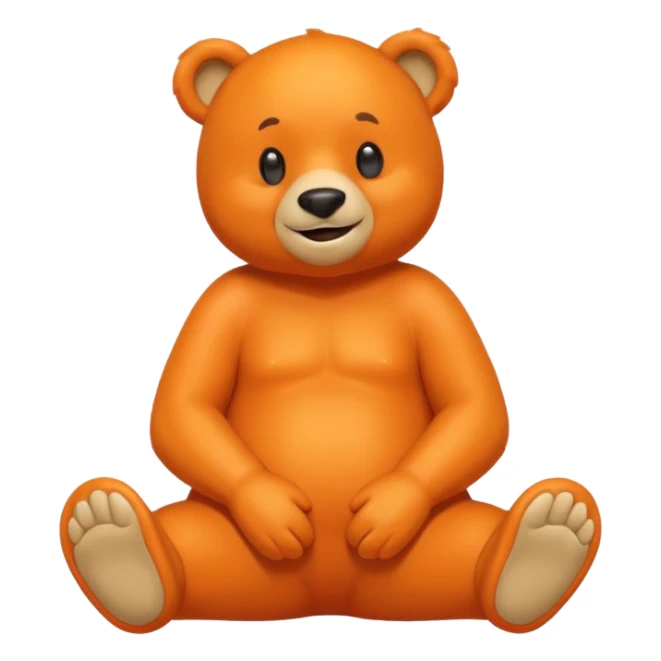 Create a orange friendly bear, make him look like from a kid cartoon and make him smile. Show his whole body. Make him look shy and cross his leg sticker