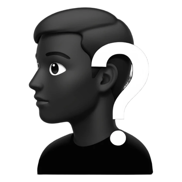 silhouette of a white man with a question mark sticker