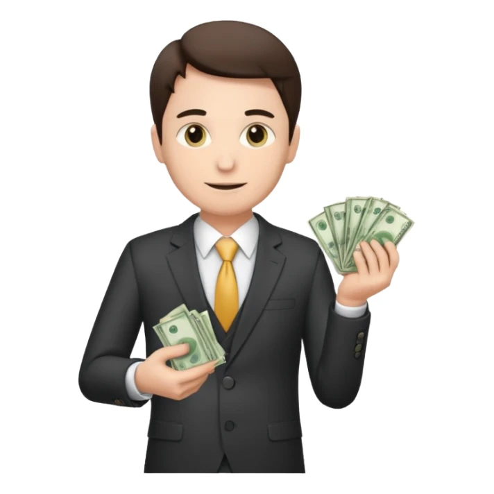 CEO with money in his hands donating to hospital sticker