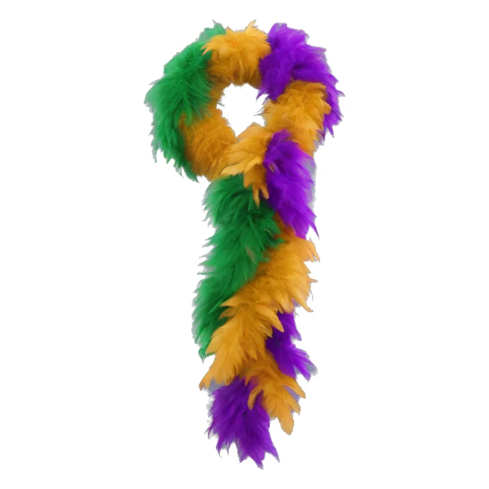 Realistic isolated single stretched out mardi gras color feather boa. sticker