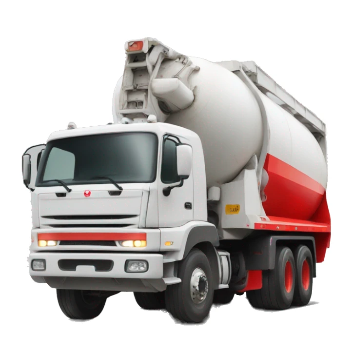 White concrete truck with “rapidmix” in red writing sticker