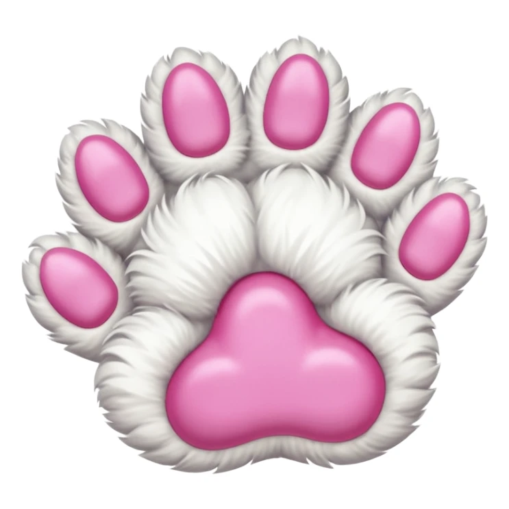 Fluffy white cat paw with six toes and claws sticker