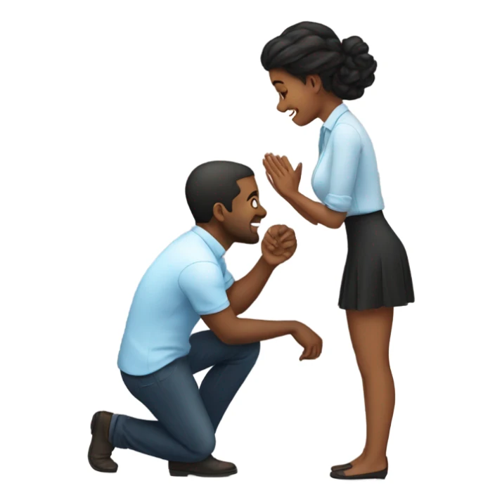 Girl on knees proposes guy  sticker