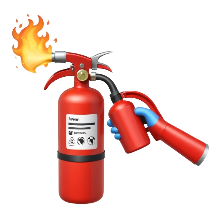 A hand holding Fire extinguisher and extinguishing the fire, no man sticker
