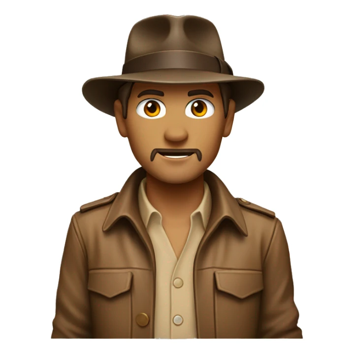Indiana Jones with a brown jacket and a brown hat, beige shirt sticker