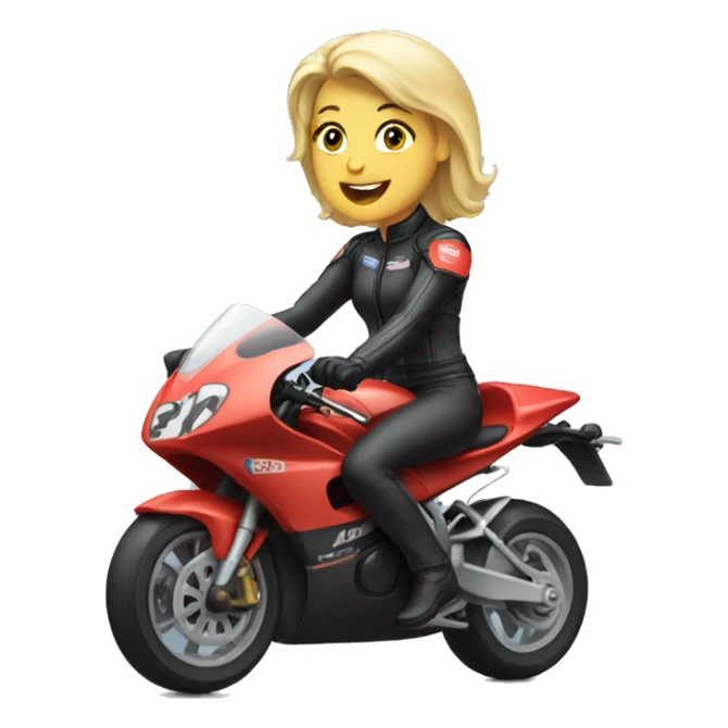Blonde woman riding racing motorcycle sticker