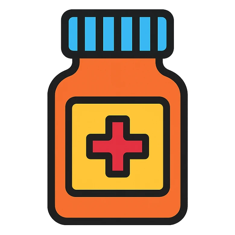 A medicine bottle emoji in lineal color icon style. sticker