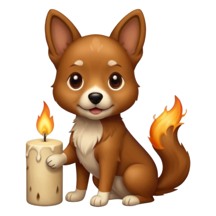 dog holding a lit aromatic candle in hand sticker