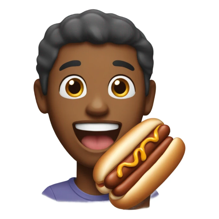 brown skin emoji eating hotdog weiner  sticker