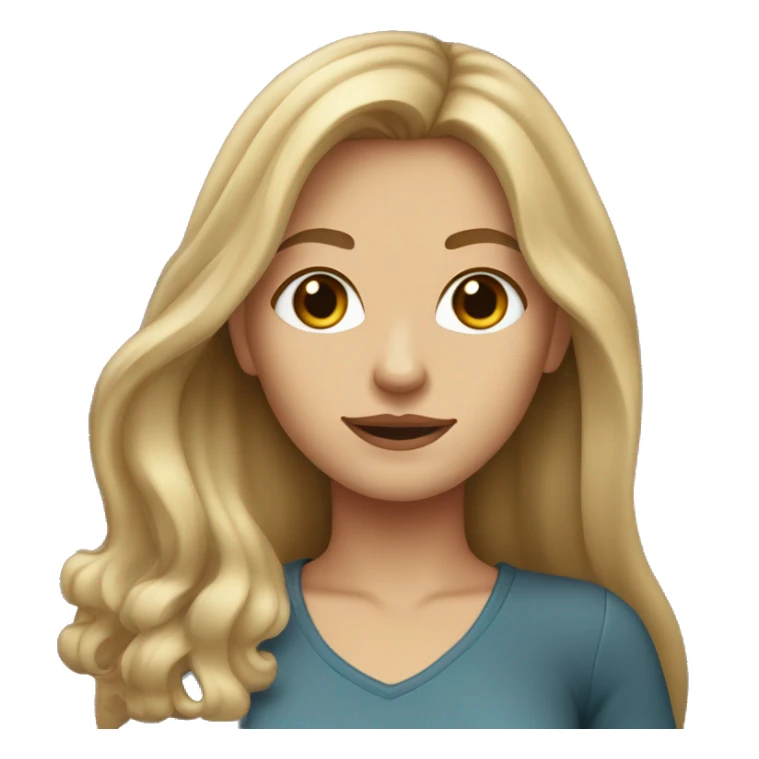 long dirty blonde hair, brown eyes, caucasian lady sticker
