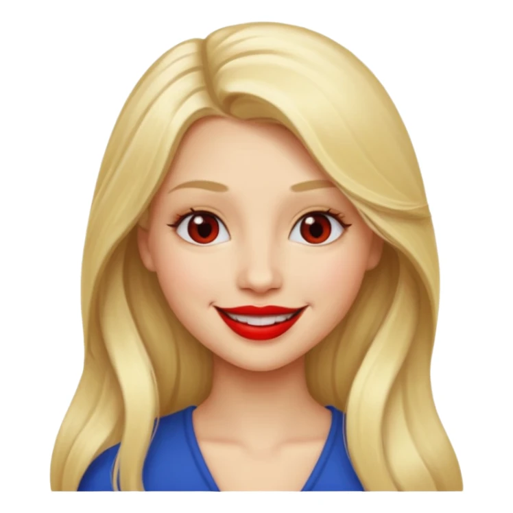 Long hair blonde girl red l;ipstick  sticker