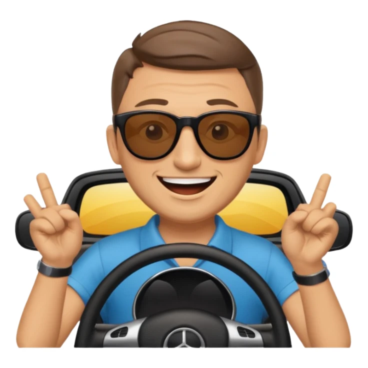 Tim Robinson with sunglasses, driving and singing sticker