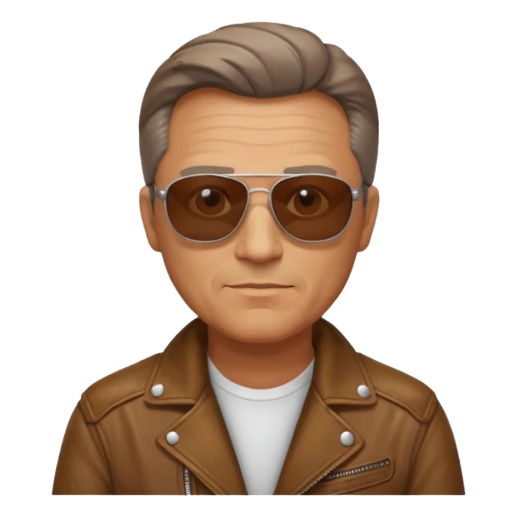 Biker Gang with Sunglasses, Middle-age man, brown jacket, sunglasses sticker